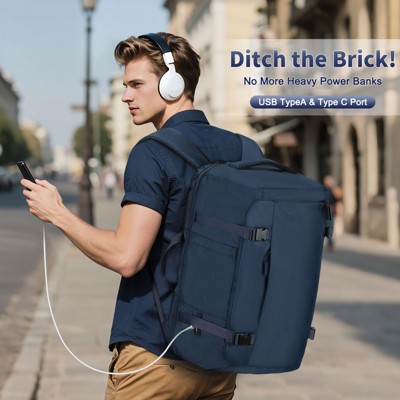 Unique Bargains TSA Friendly Flight Approved Carry on Backpack Travel Backpack 40L Blue — фото 2