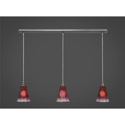 Toltec Lighting Any 3 - Light Chandelier in  Brushed Nickel with 5.5" Fluted Raspberry Crystal Shade