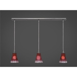 Toltec Lighting Any 3 - Light Chandelier in  Brushed Nickel with 5.5" Fluted Raspberry Crystal Shade - 1 of 1