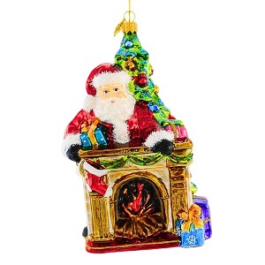 Huras Family 7.5 Inch The Holly Hearth Santa Fireplace Tree Tree Ornaments - 1 of 4