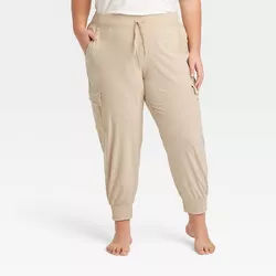 Women's Stretch Woven Tapered Cargo Pants - All in Motion™ Khaki 4X