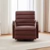 30.3"W PU Upholstered 360° Swivel Accent Chair with Solid Wood Armrests, Channel Tufted Lounge Reading Single Sofa Armchair for Bedroom - 2 of 4