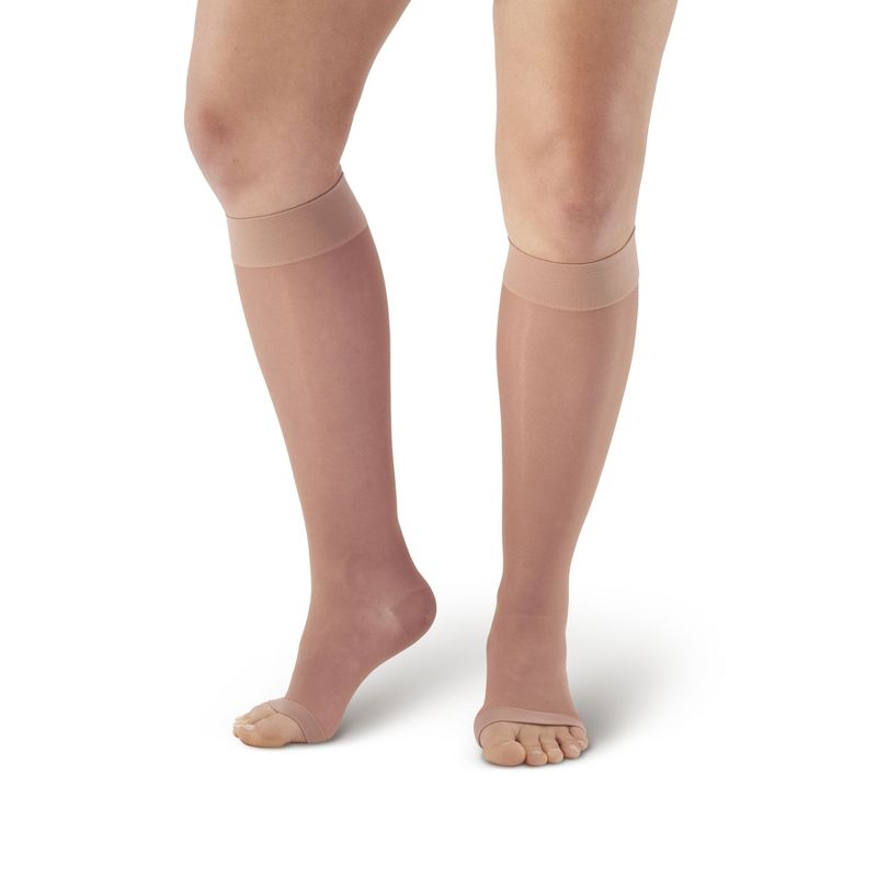 Ames Walker AW Style 41 Wide Women's Sheer Support Open Toe 15-20 mmHg Compression Knee Highs, 3 of 4