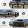 PURPLE LEAF Outdoor Hardtop Gazebo for Patio Galvanized Steel Double Roof Permanent Canopy Teak Finish Aluminum Frame Pavilion Gazebo with Netting - 3 of 4