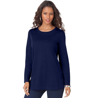 Roaman's Women's Plus Size Long-sleeve Crewneck Ultimate Tee : Target