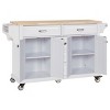 Wood Top Kitchen Island Cart with Wheels, 4 Doors & 5 Drawers, Rolling Storage Cabinet for Kitchen or Dining – The Pop Home - 4 of 4