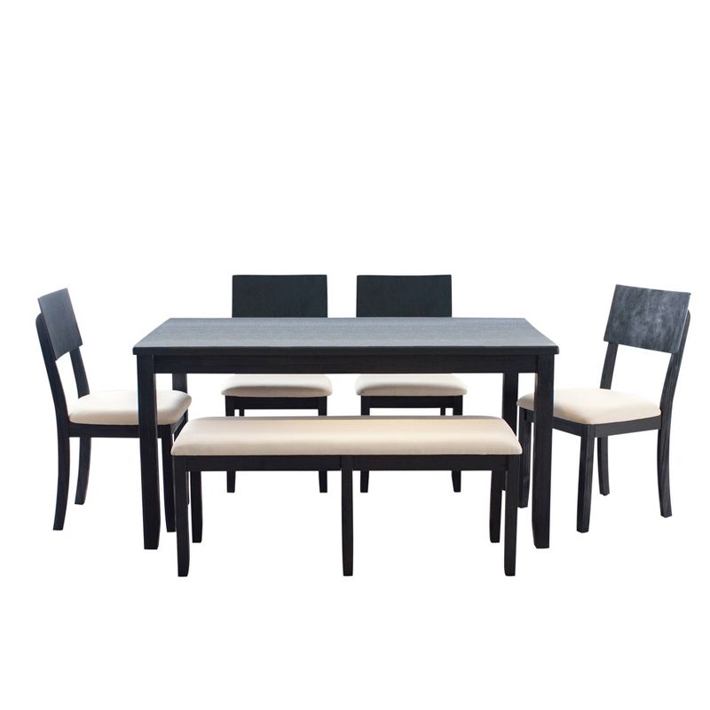 6pc Jordan Upholstered Chairs and Bench Dining Set Dark Charcoal - Linon, 1 of 24