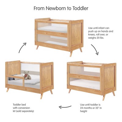 Beech Wood and Mesh 3-in-1 Convertible Crib, GREENGUARD Certified