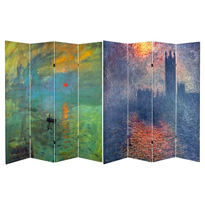 Monet Fine Art Double Sided Room Divider Impression Sunrise and Houses of Parliament - Oriental Furniture