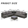 6-Piece Outdoor Wicker Sectional Sofa, Rattan Patio Conversation Furniture Set with Corner Table & Tempered Glass Coffee Table - ModernLuxe - 3 of 4