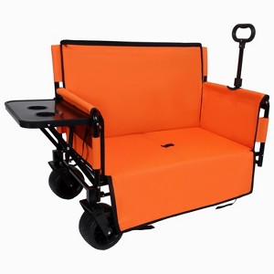 3-in-1 Convertible Folding Wagon Cart w/Bench Seat & Rear-Mounted Folding Tabletop, 500lbs Heavy-Duty Utility Wagon, 180L Capacity All-Terrain Wheels - 1 of 4