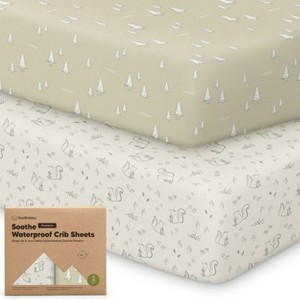 KeaBabies 2pk Soothe Waterproof Fitted Crib Sheets for Girl, Boy, 100% Organic Soft Cotton Crib Mattress Protector Sheet - 1 of 4