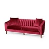 Contemporary 3-Seater Velvet Sofa with Button-Tufted Diamond Stitch, Deep Channel Stitching, Sloped Arms & Accent Pillows - 3 of 4