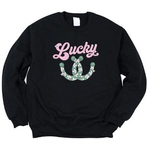 Simply Sage Market Women's Graphic Sweatshirt Lucky Horseshoes - 1 of 3