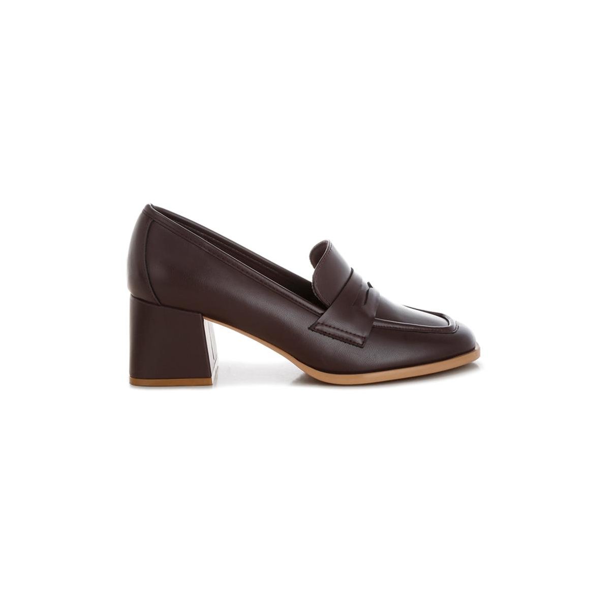 Женские туфли London Rag Womens Sutapa Penny Strap Flared Block Heel Loafers 6 — фото 2