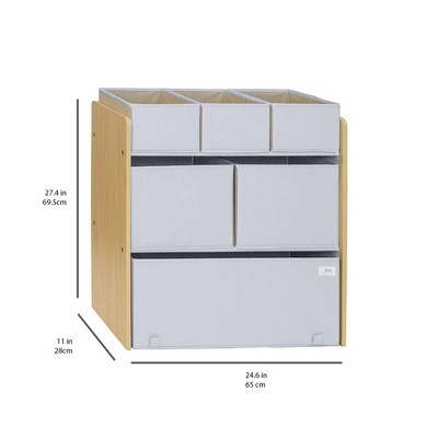 Gray Multi-Bin Toy Organizer with Recycled Fabric Storage