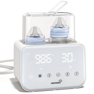GROWNSY 10-in-1 Fast Bottle Warmer Accurate Temp Control, with LCD Display, Timer, Defrost, Sterili-zing, Keep 24H, Double Bottle Warmer - 1 of 4