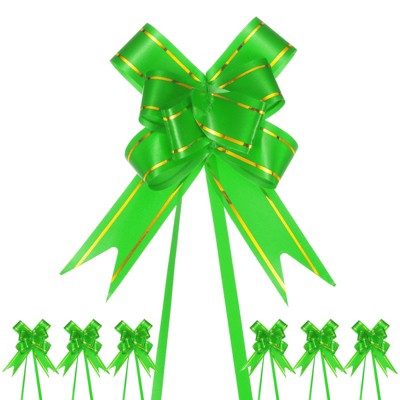 Unique Bargains Plastic Gold Edge PP Plastic Glossy Appearance Gift Wrap Satin Pull Bows 200 Count