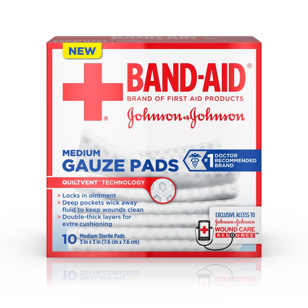 UPC 381370085225 product image for Johnson & Johnson 3'' Medium Gauze Pads - 10 Count | upcitemdb.com