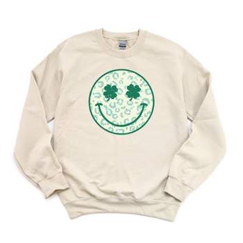 Simply Sage Market Women's Graphic Sweatshirt Clover Leopard Smiley Face St. Patrick's Day