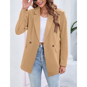 Women's Casual Blazers Fashion Work Office Full Lined Pocket Jacket Suit - 1 of 4