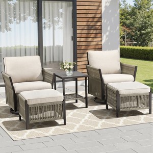 Buenhomino Outdoor Wicker Patio Conversation Furniture Set - 1 of 4