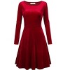 Women's Velvet Cocktail Party Mini Dress Long Sleeve Round Neck Club Dresses - 4 of 4