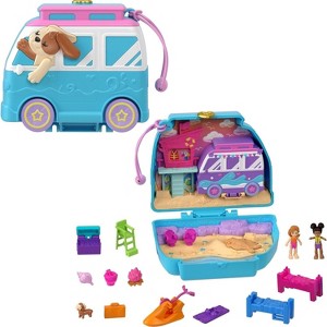 Polly Pocket Dolls & Playset, Seaside Puppy Ride Compact with 11 Accessories, Travel Toy with Fidget Exterior - 1 of 4