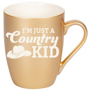 100 North Cowboy Hat 10 Ounce Vegas Gold Metallic Finish, Comfortably Fits Your Hands, New Bone China Coffee Tea Cup Mug, I'm Just A Country Kid - 1 of 1