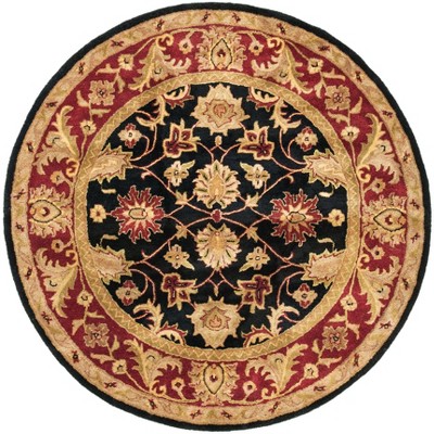 Classic Cl244 Hand Tufted Area Rug - Black/burgundy - 8' Round ...