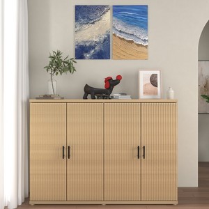 Brafabhome Accent Fluted Sideboard Buffet Cabinet with 4 Doors, Modern Credenza Storage Cabinet with Adjustable Shelves for Living Room Dinning Room - 1 of 4