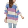 Girls Sweater Cardigan Open Front Longline Sweater Cable Knit Sweater Long Sleeve Color Block Sweater,Morning Glory - XL - 2 of 3