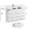Vipbear 6-drawer dual vanity with power socket and LED lights, spacious storage cabinet with top storage, charging dock - 3 of 4