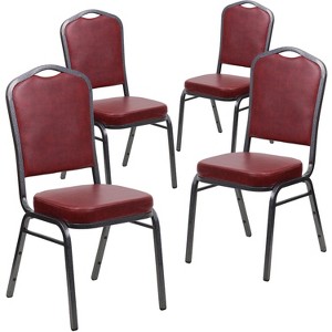 Emma and Oliver 4 Pack Crown Back Stacking Banquet Chair - 1 of 4