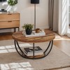 Hommoo Wooden Coffee Table, 2-Tier Round Central Cocktail Table with Shelves - 3 of 4