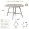 VECELO 46.5 in. Round Dining Table, Rubber Wood Table with 4 Solid Wood Legs for Kitchen, Gray - 3 of 4