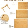 Bamboo Cutting Boards Set of 3 with Holder, Kitchen Chopping Boards with Inner Handle and Deep Juice Groove, Serving Trays for Fruits, Meats, Cheeses - 3 of 4