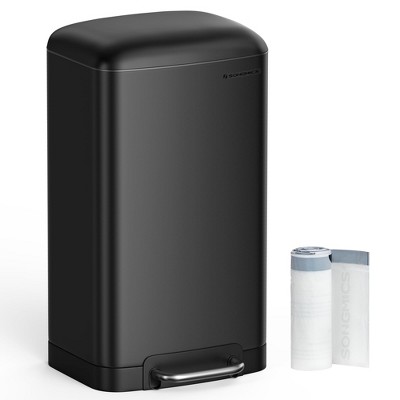 SONGMICS Trash Can, 8 Gallon (30L) Trash Bin with Lid and Inner Bucket, Stainless Steel Garbage Can, Soft Close