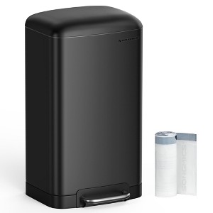 SONGMICS Trash Can, 8 Gallon (30L) Trash Bin with Lid and Inner Bucket, Stainless Steel Garbage Can, Soft Close - 1 of 4