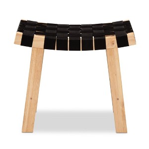 Nahla Rustic Wood Accent Bench Black/Oak Brown - Baxton Studio: Upholstered Farmhouse Style, Polyester, Spot Clean - 1 of 4