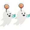Cartoon Ghost Print Earrings - Wooden & Resin Halloween Dangle Earrings with Pumpkin Charm for Women - 4 of 4