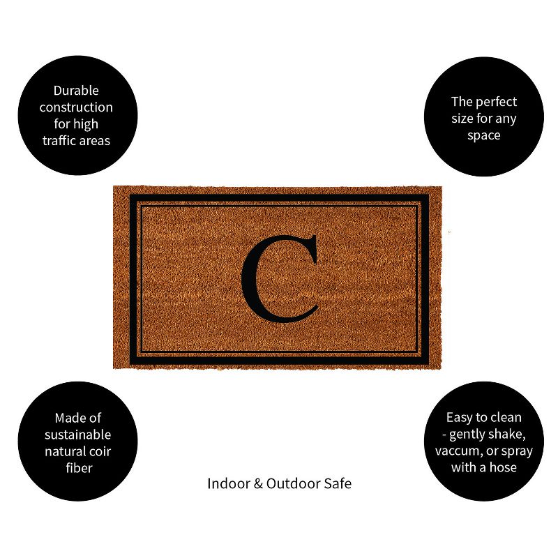 Evergreen Monogram Indoor Outdoor 100% Natural Coir Doormat 28" x 16" |  Letter  "C", 2 of 4
