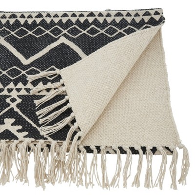 Black and White Cotton Mud Cloth Table Runner