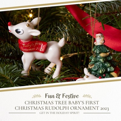 White and Red Baby's First Christmas Reindeer Ornament