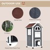 SKYONE 43"H Weatherproof 3-Floor Feral Cat Shelter: Fir Wood Outdoor/Indoor House with Hammock, - 4 of 4