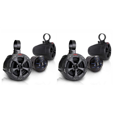 Pyle PLUTV46BTA Outdoor 2 Way 4 Inch Off Road Bluetooth 800W Waterproof Marine Speakers System Pair for ATV, Boat, or Motorcycle, Black (2 Pack)