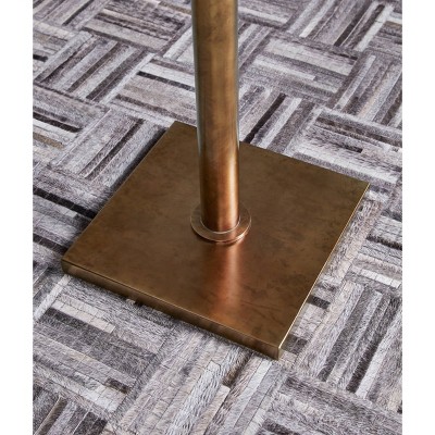 Contemporary Black and Gold Metal Floor Lamp with Fabric Shade