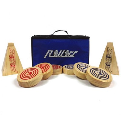 Rollors Outdoor All Wood Game Combining Bocce, Horseshoes and Bowling