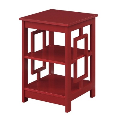 Town Square End Table with Shelves Cranberry Red - Breighton Home