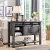 Console Table with 2 Sliding Arch Doors, Farmhouse Entryway Table w/ 3-Tier Storage Shelves, Rustic Sofa Table, Side Table for Living Room - 4 of 4